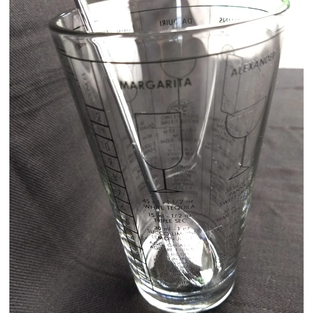 Libbey Cocktail Mixed Drink Recipe Glass‎ Tumbler & Stainless Spoon Barware Vtg
